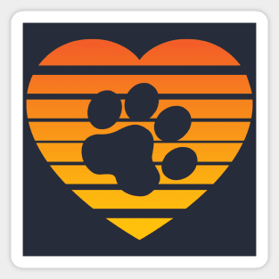 Cat Paw Heart Valentine - Orange Gradient Sticker